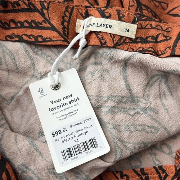 NWT Marine Layer Ryan Midi Slip Skirt in Sierra Foliage - Picture 4 of 4